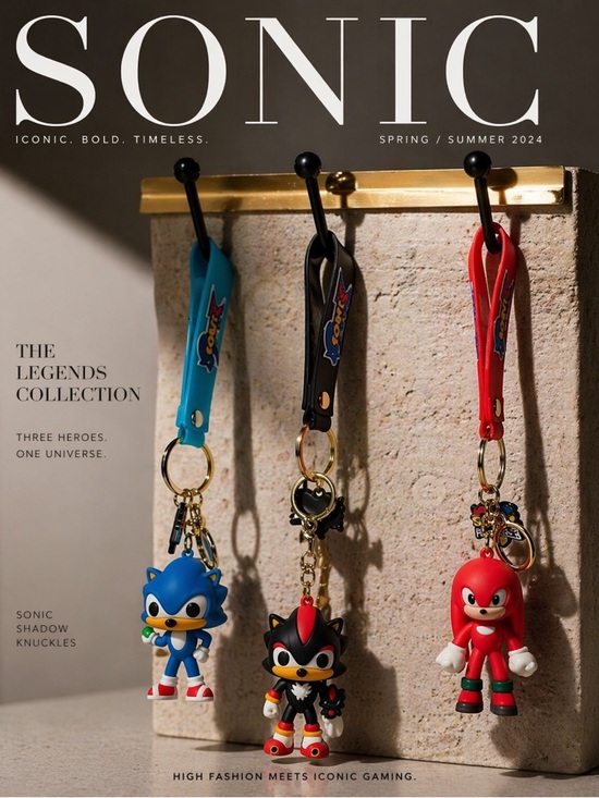 Other - Sonic Keychain Set Trio – Sonic, Shadow & Knuckles Vinyl Charms